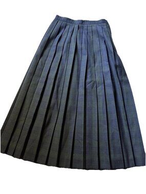 Vintage Jos A Bank Green Plaid Wool Lined Pleated Skirt Size 6
